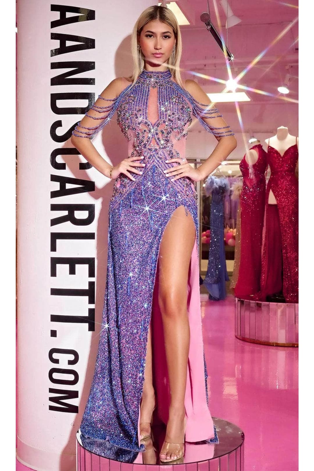 Portia and Scarlett PS23704C -long- Evening Dress with Bejeweled Cutouts