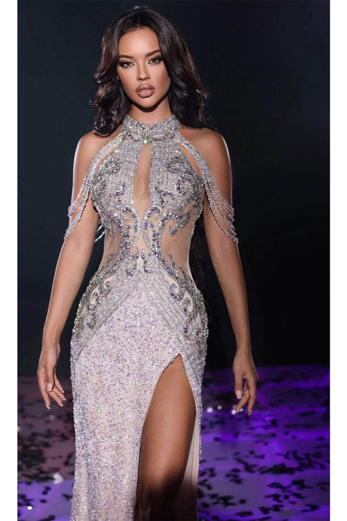 Portia and Scarlett PS23704C -long- Evening Dress with Bejeweled Cutouts