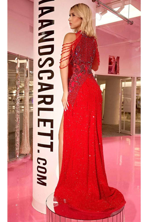 Portia and Scarlett PS23704C -long- Evening Dress with Bejeweled Cutouts