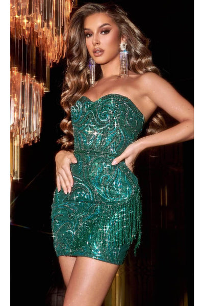 Portia and Scarlett PS23903 - Strapless Cocktail Dress with Embellishments for a Glamorous Touch