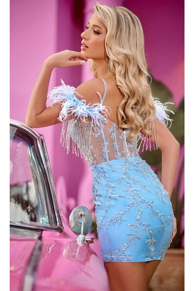 Portia and Scarlett PS24021 -short- Cold Shoulder Cocktail Dress with Beading