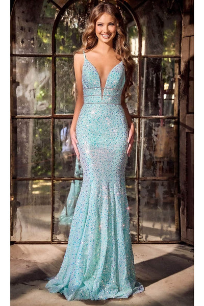 Portia and Scarlett PS24041 -long- Sequin Plunge Prom Dress
