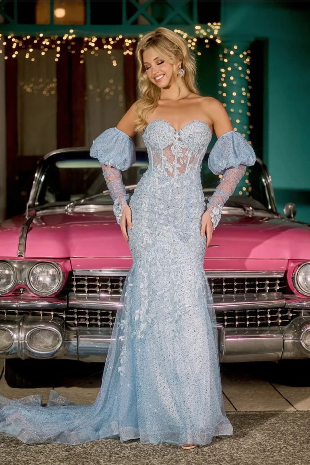 Portia and Scarlett PS24144 -long- Mermaid Prom Gown with Lace Appliqués