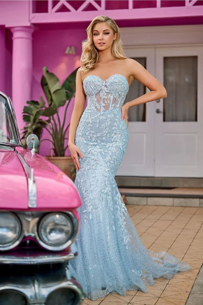 Portia and Scarlett PS24144 -long- Mermaid Prom Gown with Lace Appliqués