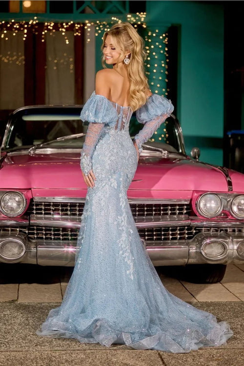 Portia and Scarlett PS24144 -long- Mermaid Prom Gown with Lace Appliqués
