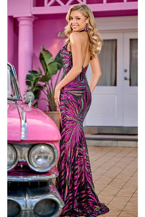 Portia and Scarlett PS24172 - long- Prom Dress with Leaf Motif