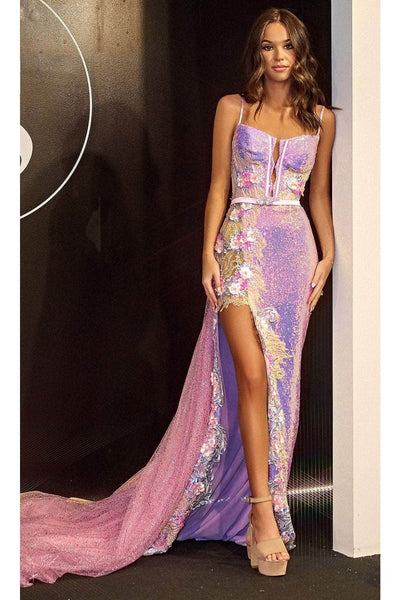 Portia and Scarlett PS24246 - long- Corset Prom Dress with Floral Ornaments