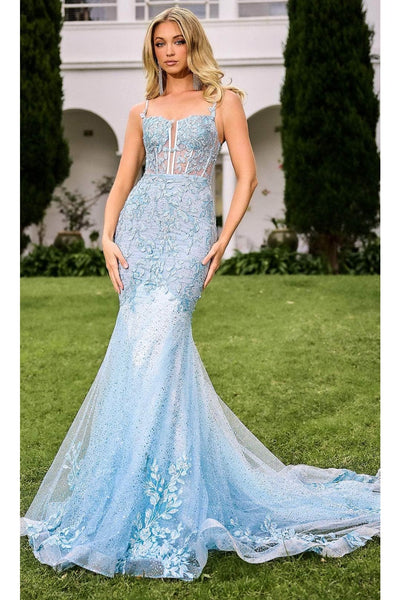 Portia and Scarlett PS24252 -long- Lace Corset Design Prom Dress