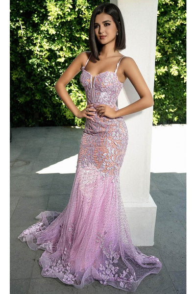 Portia and Scarlett PS24252 -long- Lace Corset Design Prom Dress