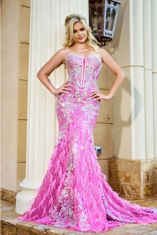 Portia and Scarlett PS24254 Plunging Sweetheart Embellished Prom Gown