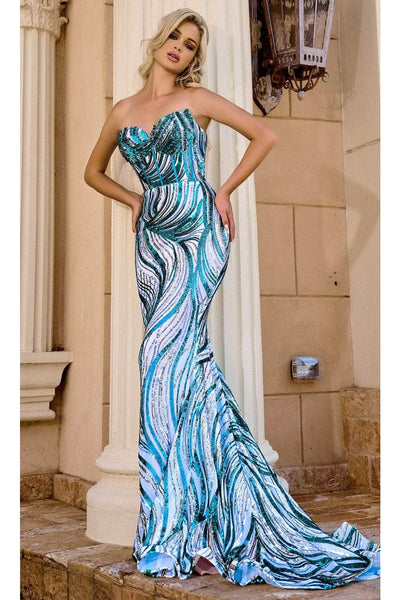 Portia and Scarlett PS24341 -long- Sweetheart Prom Gown Fully Covered in Sequins