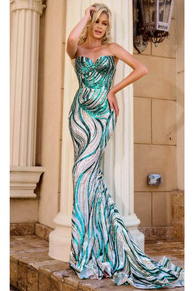 Portia and Scarlett PS24341 -long- Sweetheart Prom Gown Fully Covered in Sequins