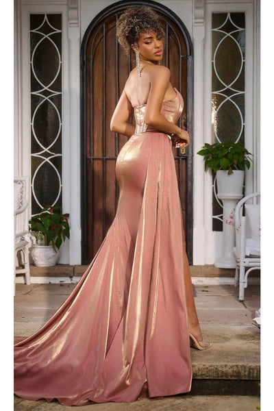 Portia and Scarlett PS24634E -long- Evening Gown with Plunging V-Neck and Corset Design
