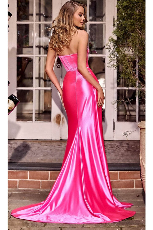 Portia and Scarlett PS24682 Satin Evening Gown with High Slit