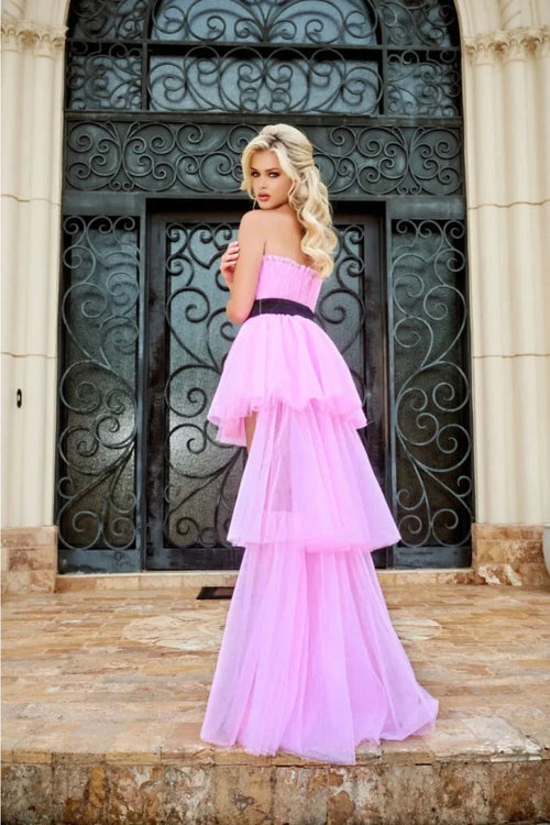 Portia and Scarlett PS24696 - high-Low Pink Tulle Evening Prom Dress