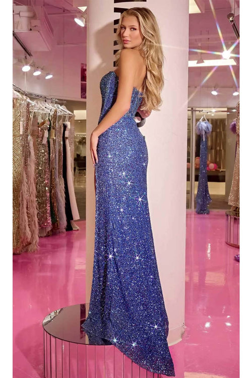 Portia and Scarlett PS24850C -long- Jeweled Evening Gown with Illusion Design