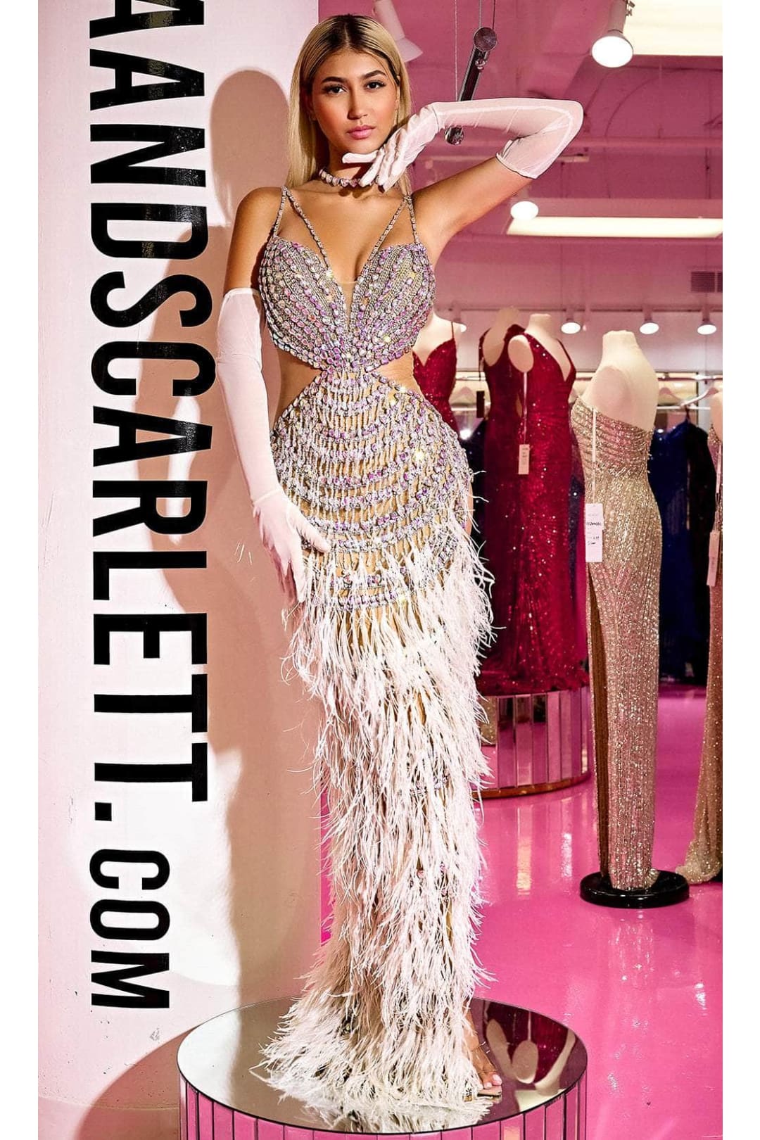 Portia and Scarlett Silver & Nude Couture Prom Evening Dress PS24861C