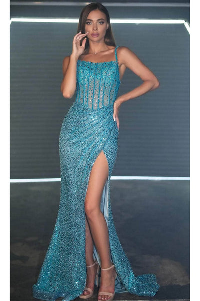 Portia and Scarlett PS24943 - long- Draped Skirt Prom Dress