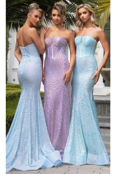 Portia and Scarlett PS25190 Strapless Mermaid Allover Embellished Prom Dress