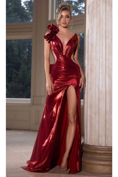 Portia and Scarlett PS25282 - Illusion Side Lace-Up Back Prom Gown
