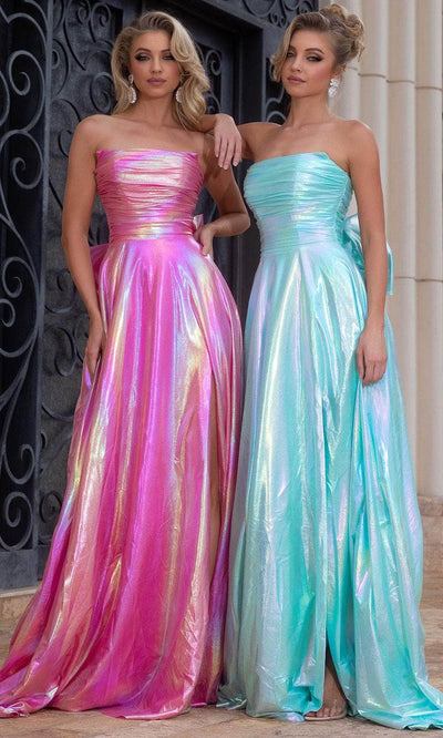 Portia and Scarlett Sleek Aqua Prom Gown