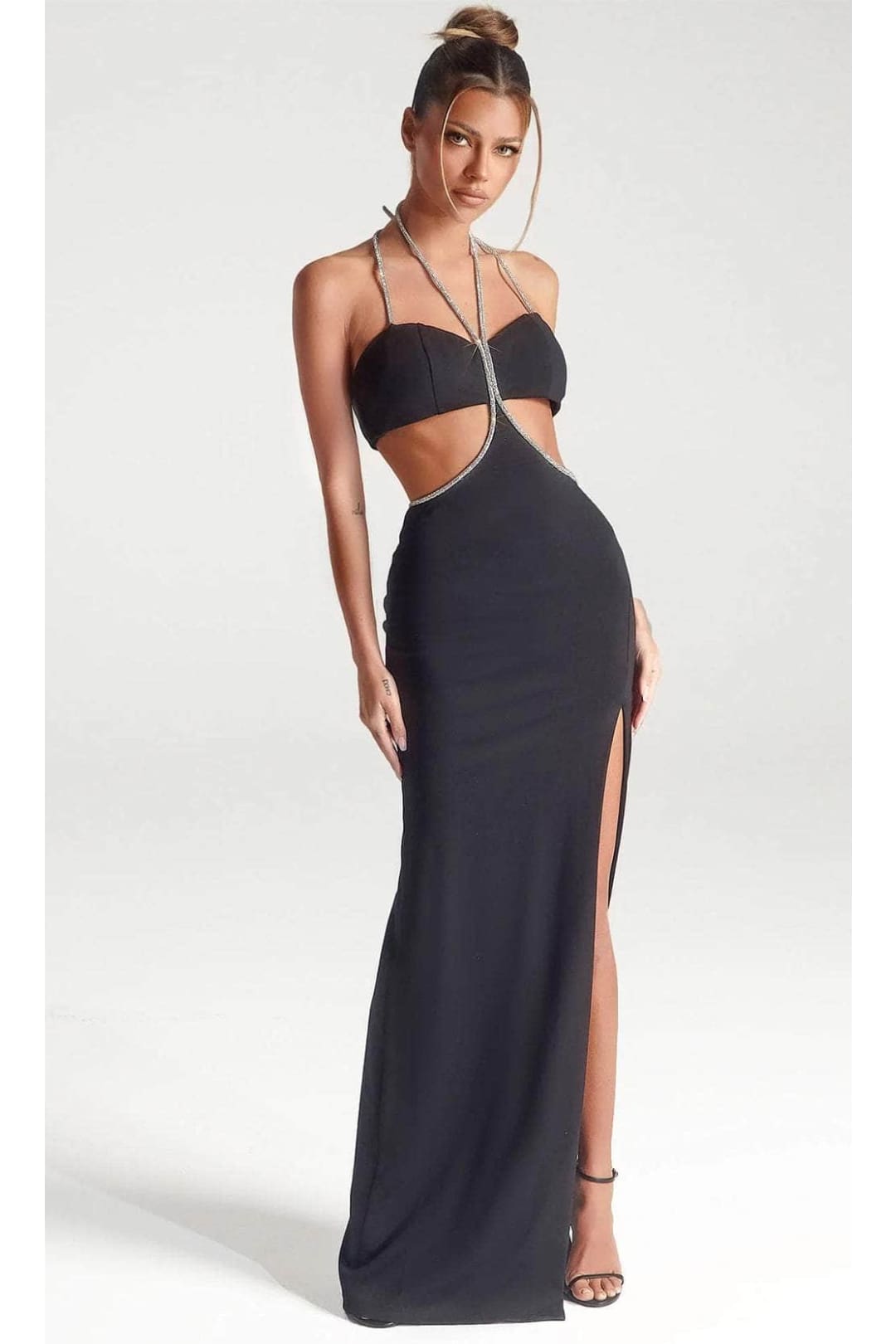 Portia and Scarlett PS317B Black Sexy Cut Out Open Back Prom Dress