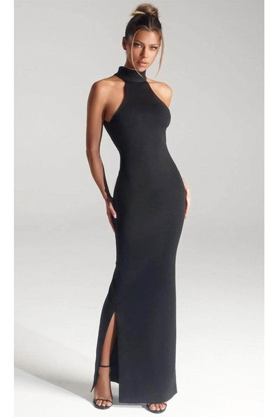 Portia and Scarlett PS327B - long -Evening Dress with High Neck and Crystal Chains