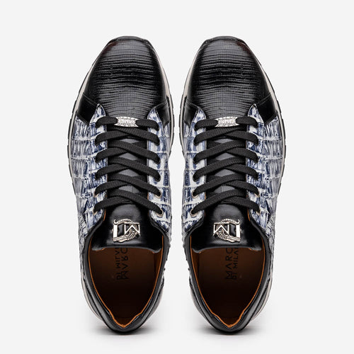 Marco_Di_Milano Portici Newspaper Black Leather Oxfords