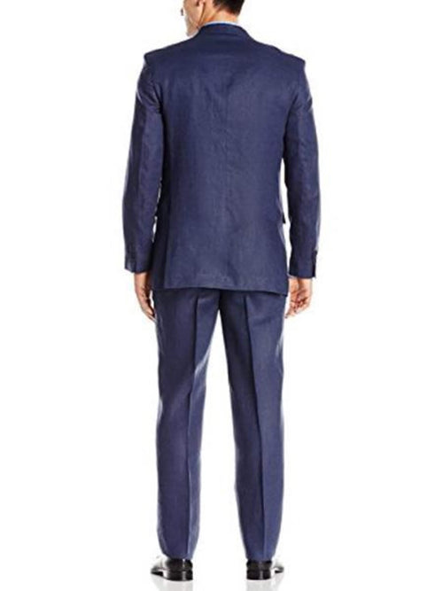 Mens Big and Tall Linen Suits - Blue Linen Summer Fabric Suit