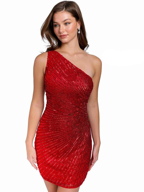 Primavera Couture 3830 - Sequin One-Shoulder Homecoming Dress