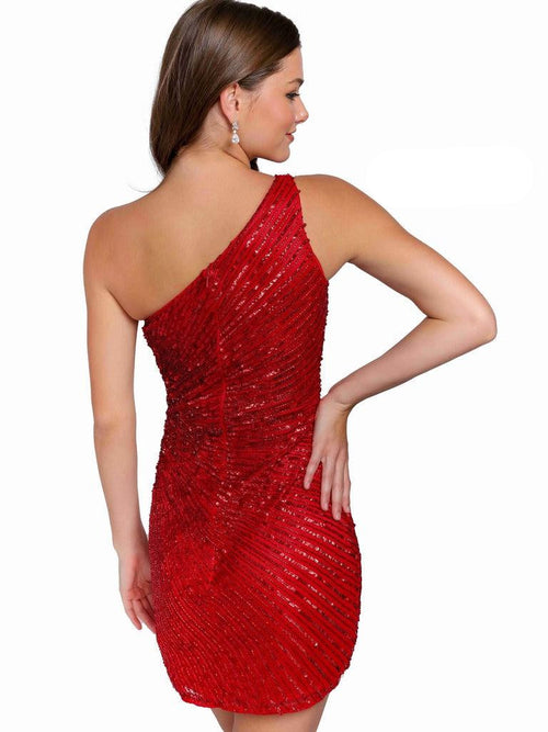 Primavera Couture 3830 - Sequin One-Shoulder Homecoming Dress