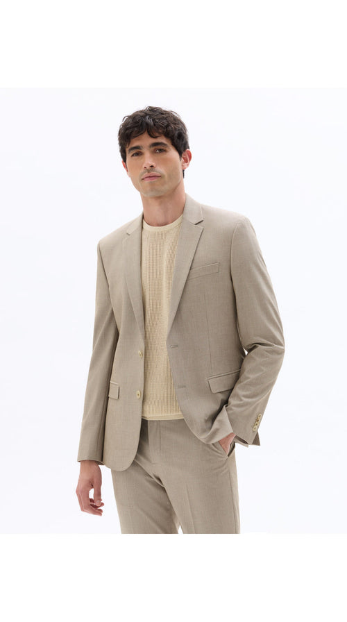 Slim Fit Bi-Stretch Suit Jacket - Dark Beige