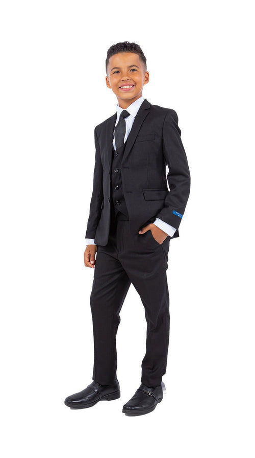 Perry Ellis Boy's 5-Piece Solid Suit - Black