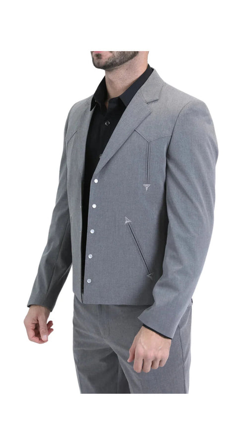 Men's Grey Western Suit β Classic 2-Piece Tailored Jacket & Trousers Set