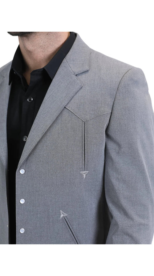 Men's Grey Western Suit β Classic 2-Piece Tailored Jacket & Trousers Set