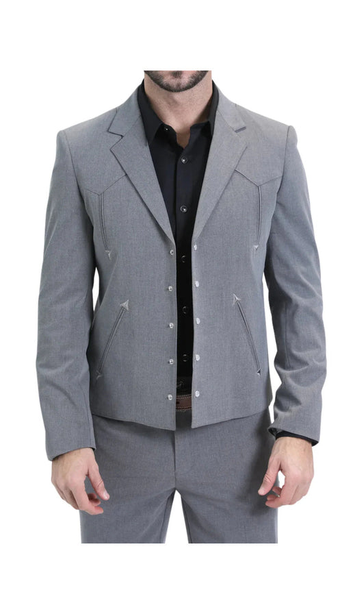 Men's Grey Western Suit β Classic 2-Piece Tailored Jacket & Trousers Set