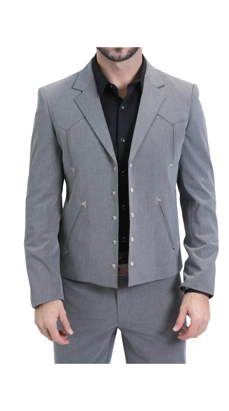 Men's Grey Western Suit β Classic 2-Piece Tailored Jacket & Trousers Set