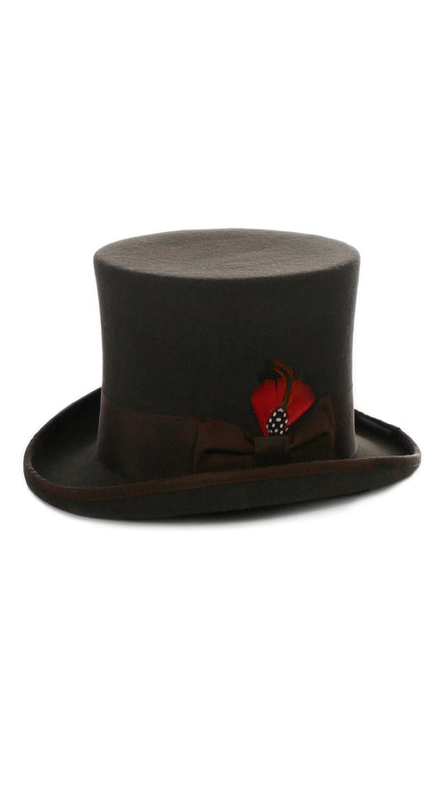 Brown Wool Felt Top Hat for Men