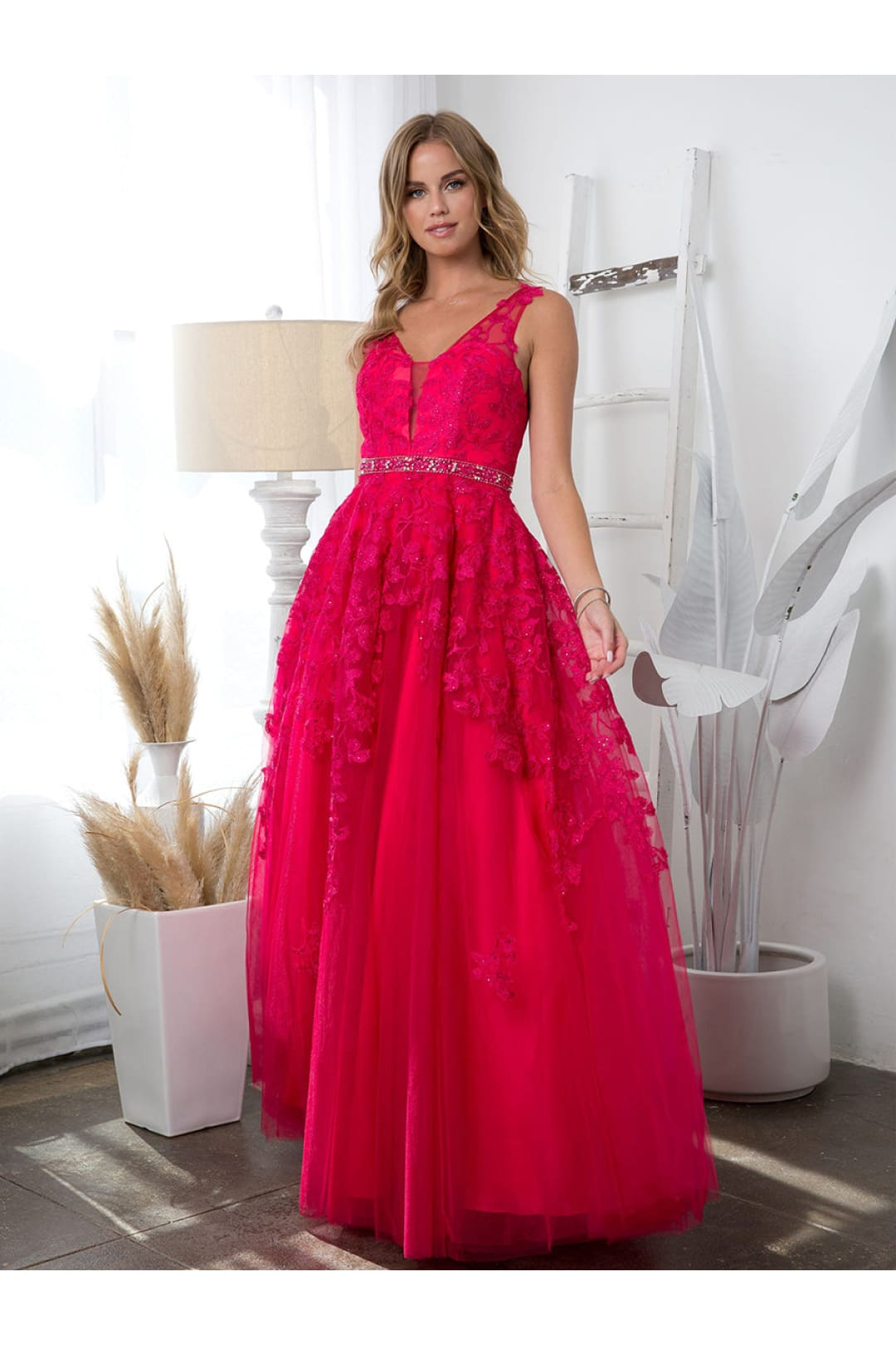Eva USA 5232 Embellished Floral Embroidery A-Line Gown