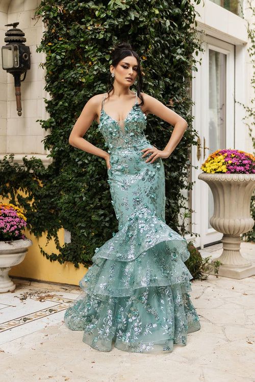 Prom Dress Plunging V-Neck Beaded Formal Gown By Royal Queen RQ8148