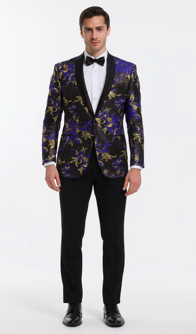 Purple and Gold Tuxedo Jacket with Shawl Lapel – Wedding & Prom