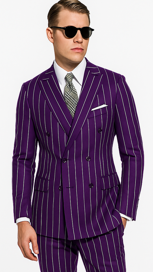 Purple Pinstripe Suit - Gangster Suit - 1920'S Suit