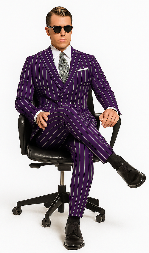 Purple Pinstripe Suit - Gangster Suit - 1920'S Suit