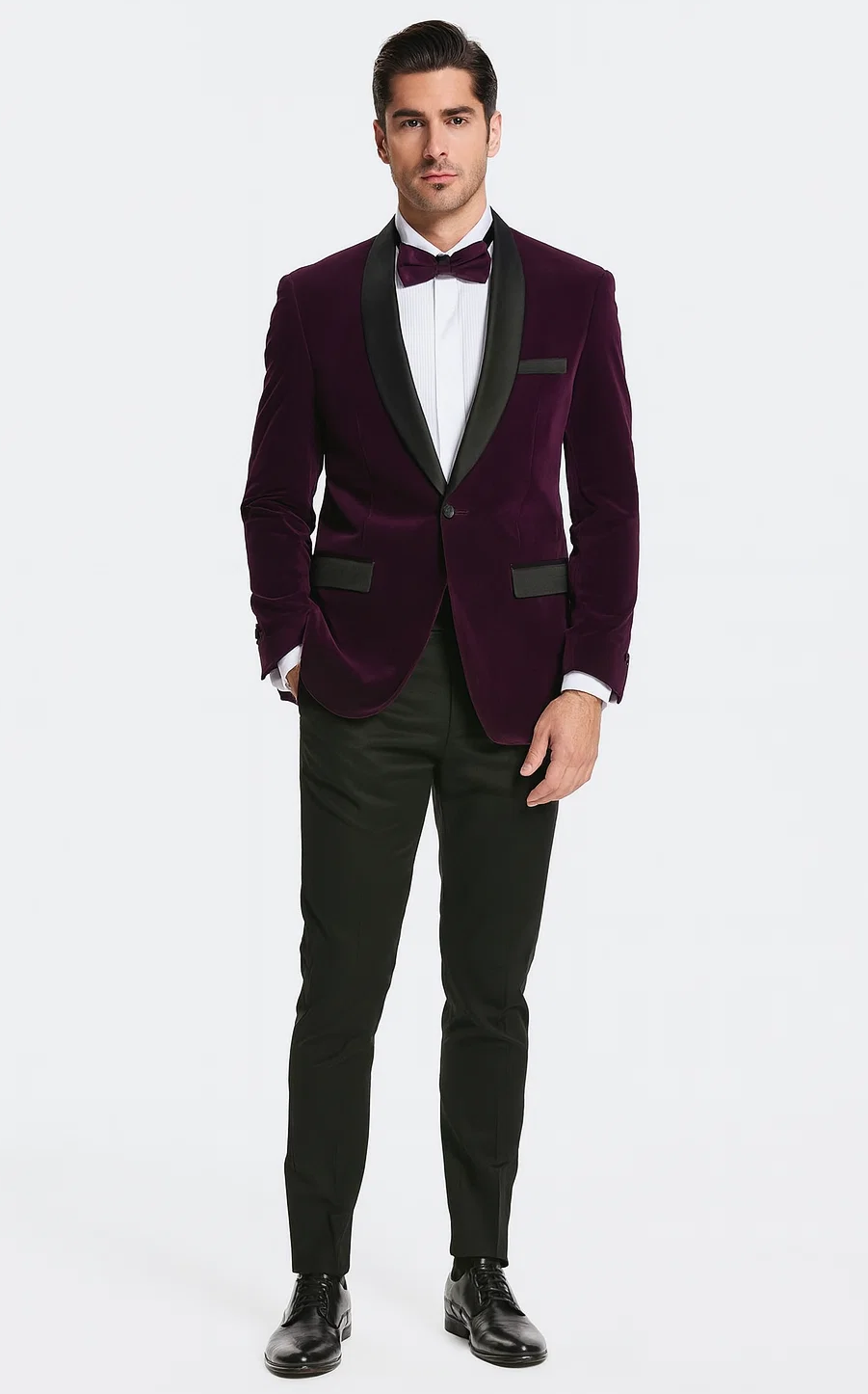 Purple Velvet Tuxedo Jacket with Shawl Lapel – Slim Fit – SuitUSA