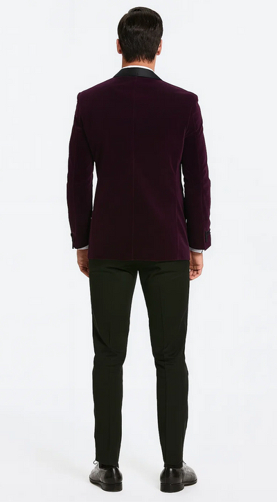 Purple Velvet Tuxedo Jacket with Shawl Lapel – Slim Fit