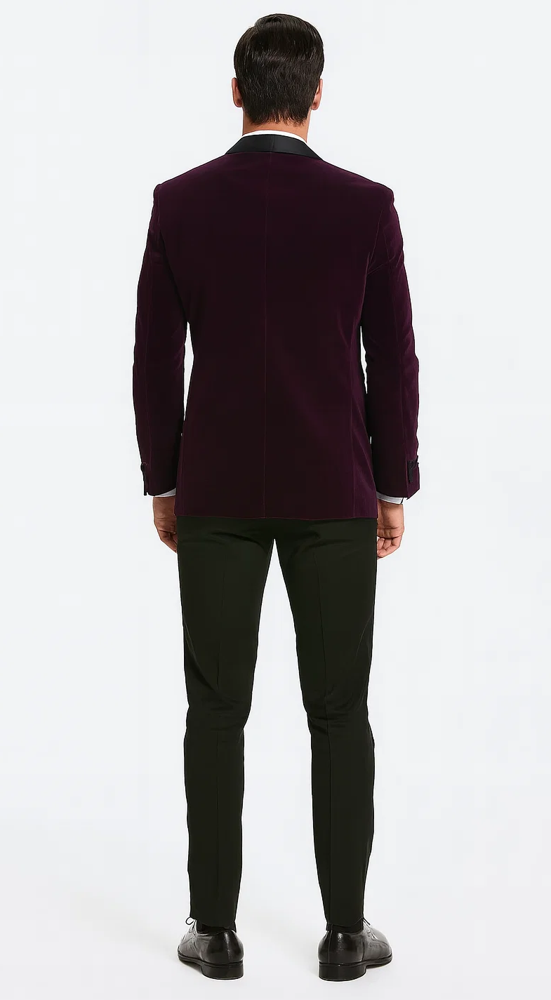 Purple Velvet Tuxedo Jacket with Shawl Lapel – Slim Fit