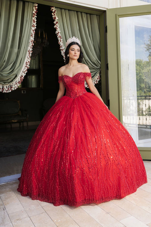 Quince Dress Sweetheart Sleeveless Sequin Ball Dance By Layla K Lk264 - RED / 4 - Dress