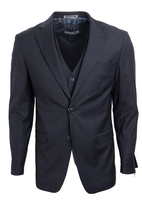Men's Charcoal Grey Vested 2-Button Stacy Adams Suit