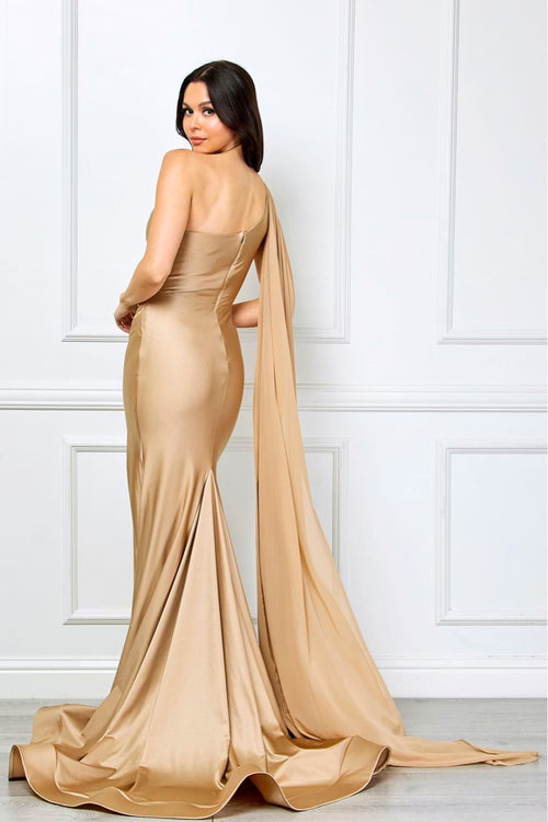 Red Carpet Dress Asymmetrical Mermaid Gala Gown By Amelia Couture 7056