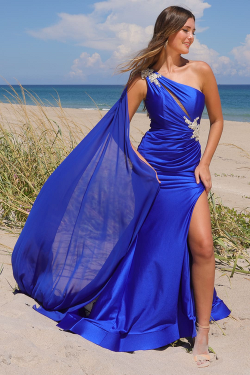 Red Carpet Dress Asymmetrical Mermaid Gala Gown By Amelia Couture 7056